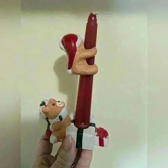 Vintage Christmas candle climber teddy bear set - Picture 4 of 6